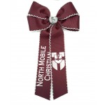 North Mobile (Burgundy) / Gray Pico Stitch Bow w/ Tails - 5 Inch